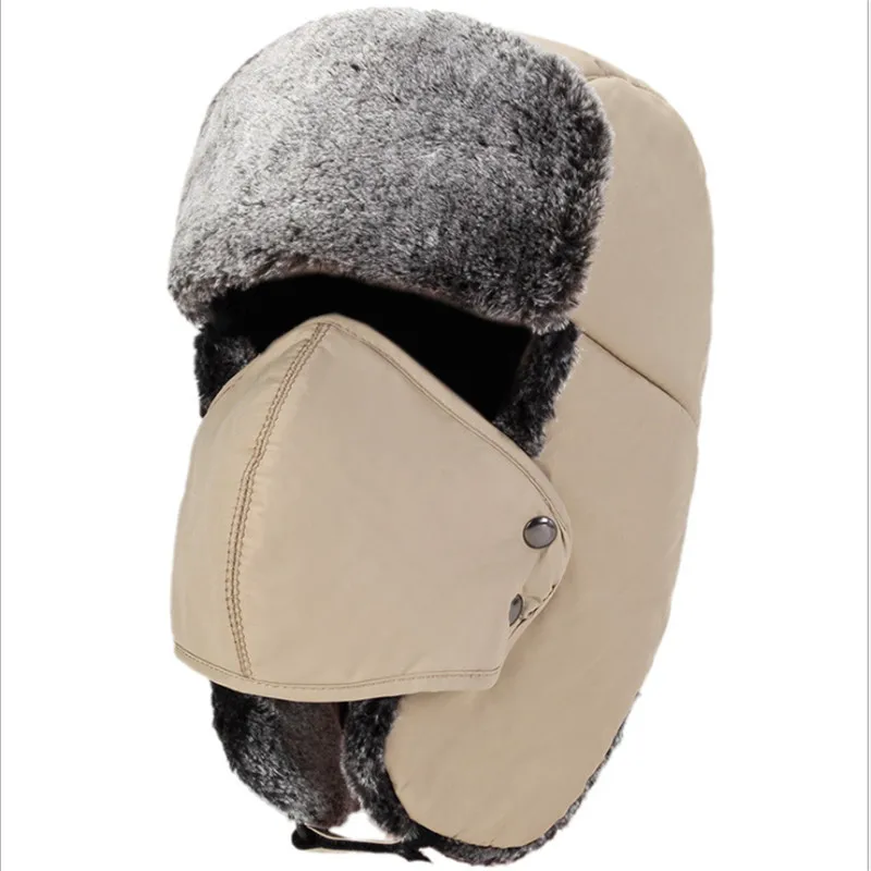 

Unisex Bomber Hat Winter Faux Fur thickening Caps Men Women Outdoor Earflap Balaclava Hats Warm Snow Mask Cap