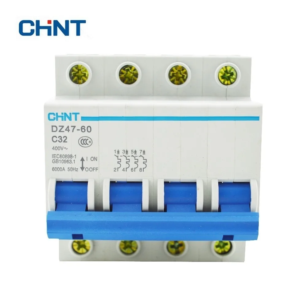 

CHINT 4 Pole Mini Circuit Breaker Household Air Switch Short Circuit Protector Mcb DZ47-60 4P C32 Free Shipping