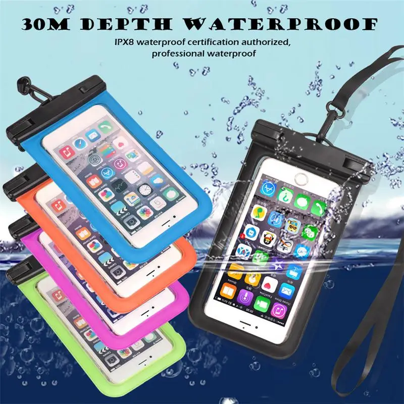 

Dry Bag PVC Mobile Phone Waterproof Transparent Pack Pouch Cover For Diving Swimming High Perspective Photo Touch Screen