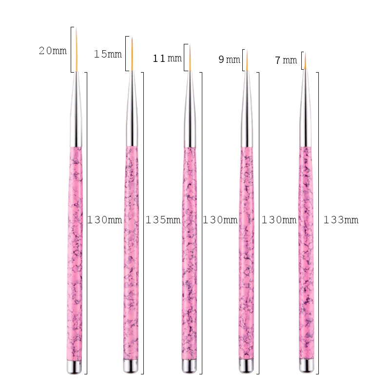 5 шт./компл. разных Размеры ногтя нейлона Краски кисти розового цвета тонко пишущие акварель акрил Краски ing кисть школьные товары для рукоделия