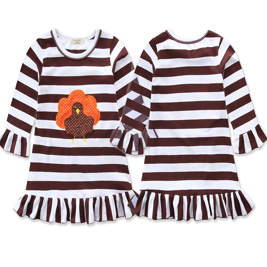 

New Toddler Baby Girls Thanksgiving Dress Long Sleeve Princess Party Dresses Kid Clothes