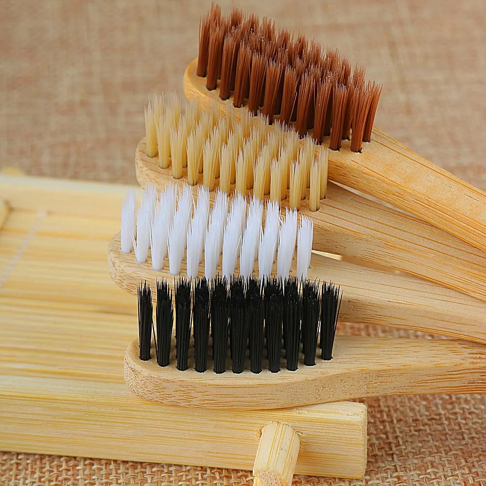Зубная щетка с бамбуковым углем разных цветов для здоровья полости рта, низкоуглеродистая средняя Мягкая щетина, зубная щетка с деревянной ручкой, Прямая поставка