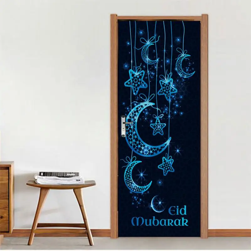 Наклейка на дверь Eid Mubarak 3D гостиная спальня мусульманская Happy креативная