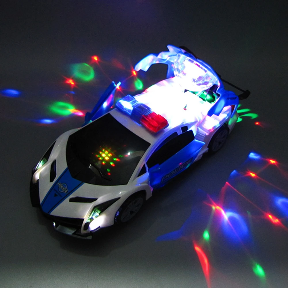 

Electric Music Police Car Model Diecast Models Flashing Light Sound Educational Race Toy Boy Toys With Gift Box Openable Doors