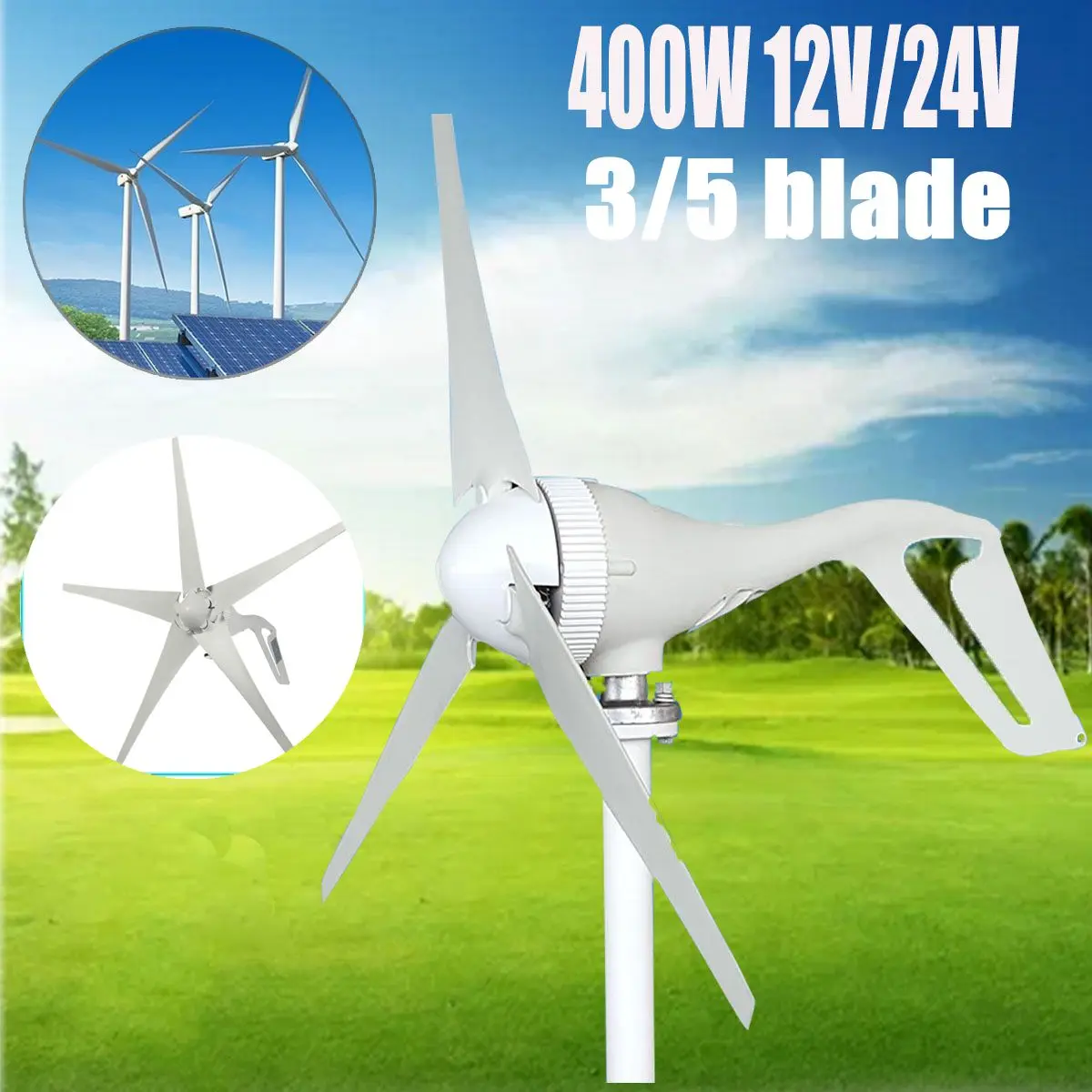 

Wind Tur bine Generator Max 600W DC 12V/24V 5 Blade Household Wind Generator 12V/24V 600W Permanent Magnet Generator Tu rbine