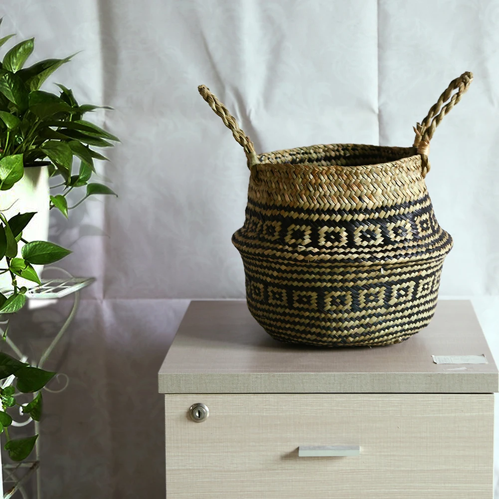 

WHISM Flowerpots Planters Flower Pot Decorative Greent Plant Flower Basket Foldable Seagrass Wickerwork Storage Baskets 2019 New