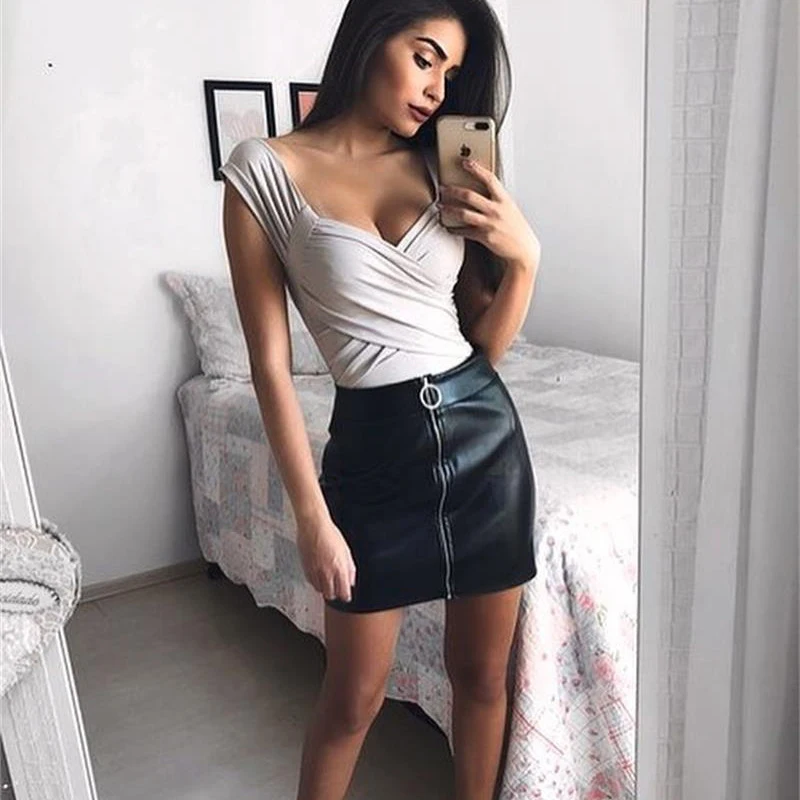 2019 Women Sexy Bodycon Spring Summer Bodysuit Casual Solid Short Sleeve Body For Women Bodysuit Asymmetry Knitted Jumper 2019 Women Sexy Bodycon Spring Summer Bodysuit Casual Solid Short Sleeve Body For Women Bodysuit Asymmetry Knitted Jumper