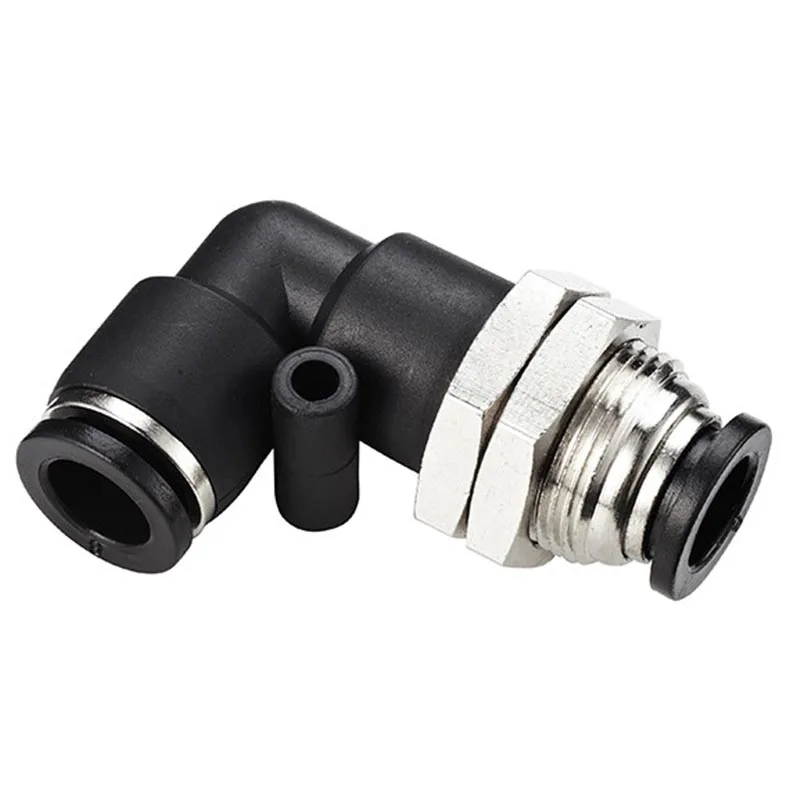 

Bulkhead Elbow, Quick Pipe Joint, Elbow Baffle Quick Connector, Black Pneumatic Quick Connector