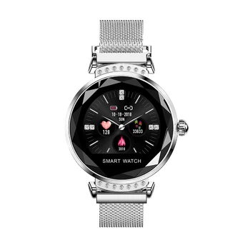 

H2 Newest Fashion Women Smart Sport Watch 3D Diamond Glass Heart Rate Sleep Monitor Best Gift Magnetic Strap Smartwatch