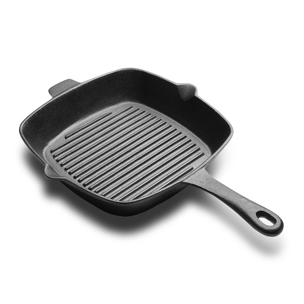 

1 PC Steak Frying Pan Non-Stick Pan Cast Iron Square Grill For Electric Or Gas Stove Tops 26cm(Black)