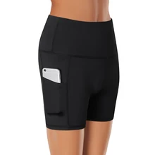 Женские шорты для фитнеса и бега, шорты для йоги с высокой талией, шорты для занятий спортом, бега, занятий йогой с карманом