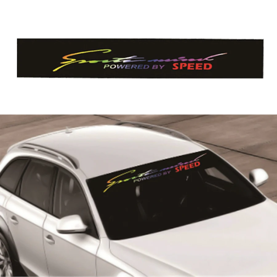

Car Windshield Stickers Laser Reflective Letters Stripe Sticker Front Rear Window Car Sun Visor Decorative