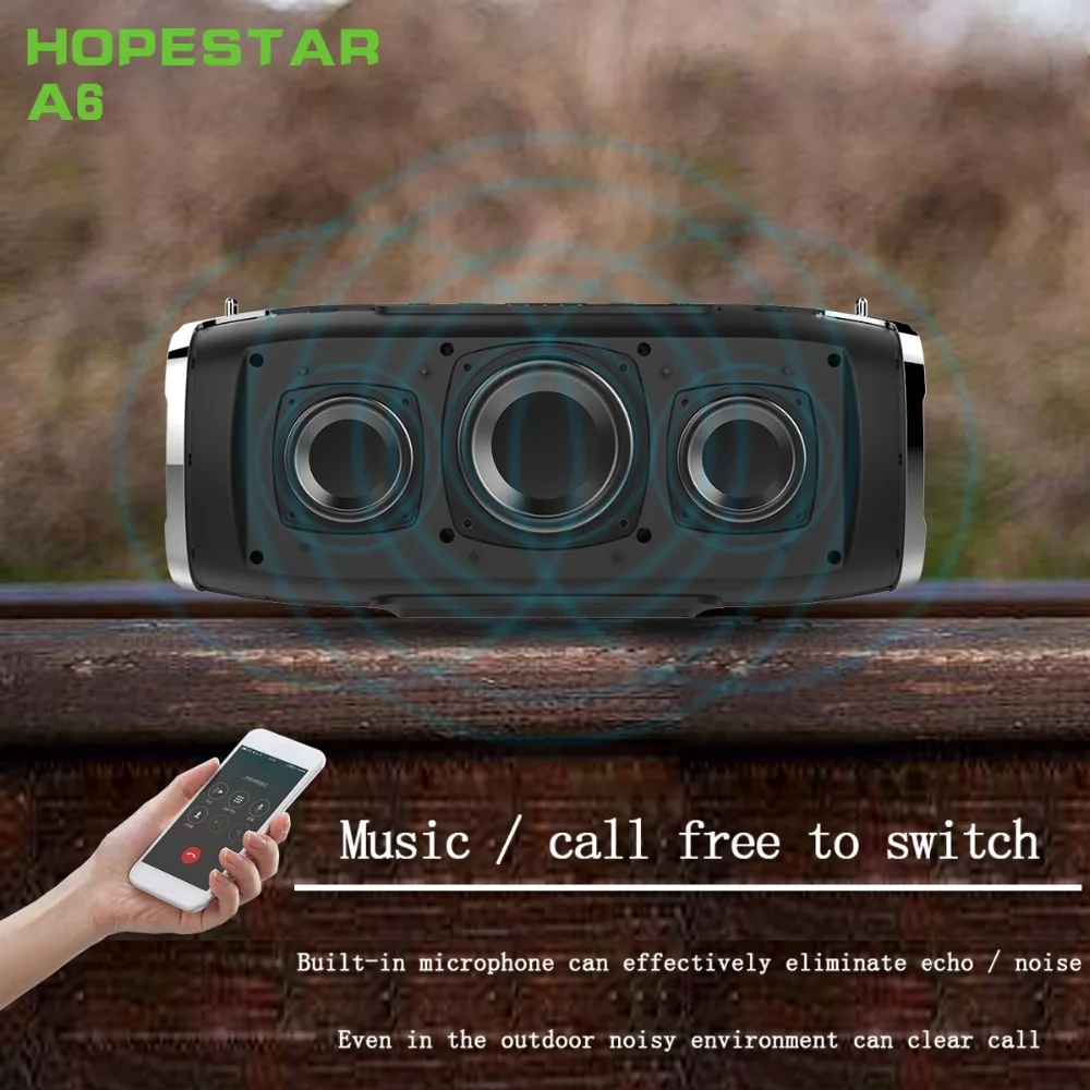 HOPESTAR A6 bluetooth динамик Портативный беспроводной громкий динамик Саундбар 3D стерео Открытый водонепроницаемый большой внешний аккумулятор 35 Вт