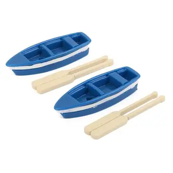 

WINOMO 2 Sets of Miniature Moss Micro Landscape Boat Ornaments (Blue)
