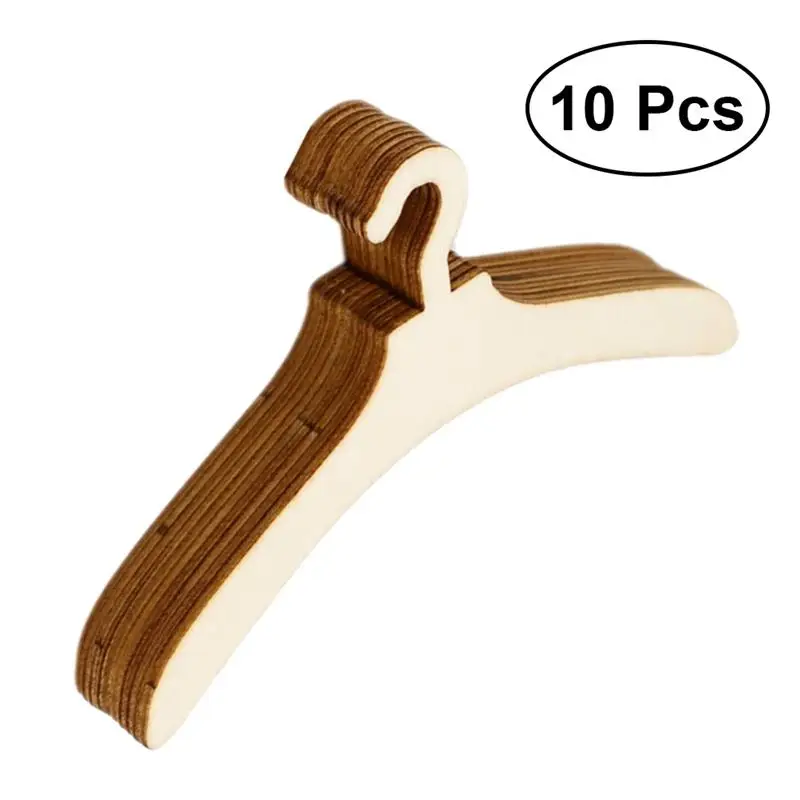 10pcs Mini Wooden Clothes Hanger Doll Accessory Doll Clothes Coat Dress