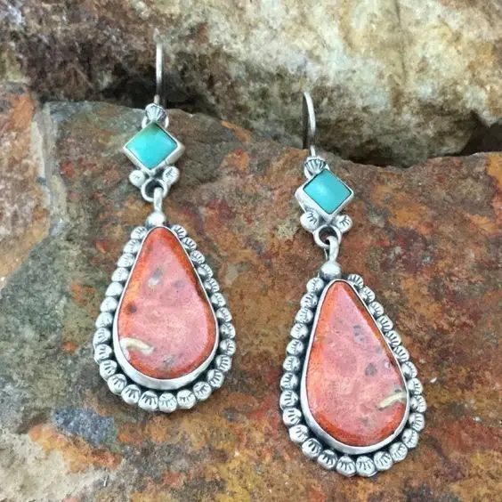 

Vintage Boho Tibetan 925 Silver Dangle Hook Earrings Women Jewelry