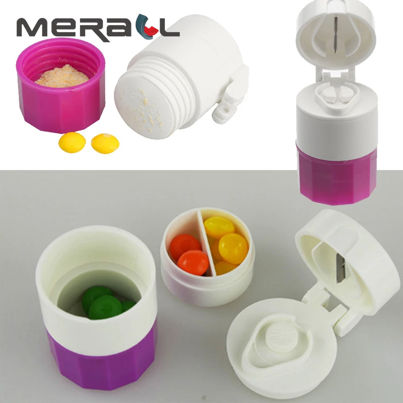 

Medicine pill box 4 Layer For Pill Cutting Tablets Crusher Grinder Splitter Tablet Cutter Divider Storage Case Pill Container