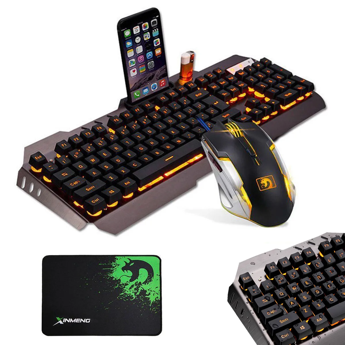 

LED Wired Backlight Multimedia Gaming Keyboard Mouse Combo Ergonomic Keyboard Optical Mouse Mousepad Set