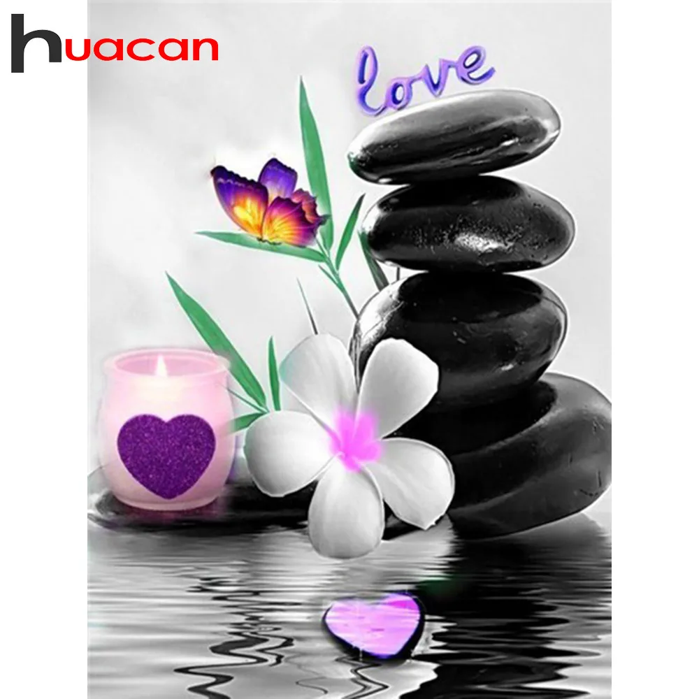 

Huacan 5D DIY Diamond Painting Cross Stitch Flower Diamond Embroidery Full Square Landscape Rhinestone Mosaic Decor Home
