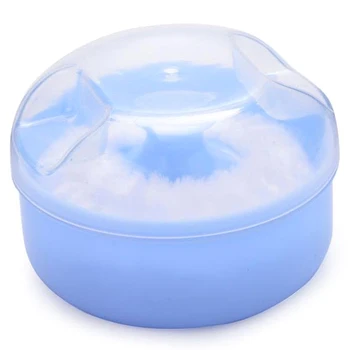 

Baby Soft Face Body Cosmetic Powder Puff Sponge Box Case Container (Blue)