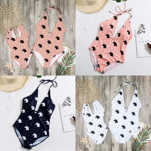 

Family Matching Mother Daughter Women One-Piece Suits Unicorn Polka dot Kids Girl Bikini Bathing Swimsuit Swimwear