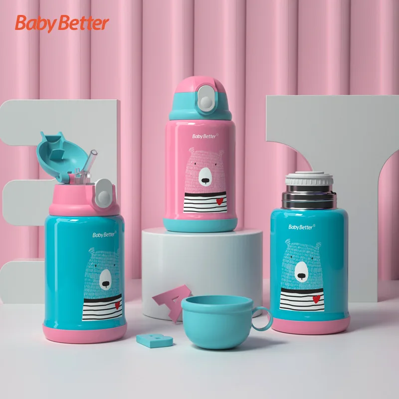 

Babybetter Baosheng Children Vacuum Cup Bring Straw Dual Purpose Pupil Kettle Kindergarten Baby Cup