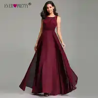 Elegant Prom Dresses Long 2019 Ever Pretty EZ07695 Women's Sexy A-line Sleeveless O-neck Chiffon Lace Cheap Evening Party Gowns