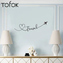 Tofok наклейки на стену тематика путешествий слова цитаты Наклейка на стену DIY самоклеющиеся Съемный ПВХ домашний Декор водонепроницаемый детская комната плакат