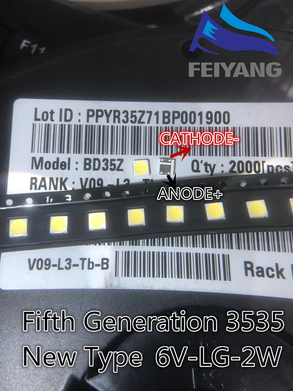 

Fifth generation LG Innotek Ypnl-LED LED Backlight High Power LED 2w 6v 3535 Cool White LCD Backlight for TV Applications 60PCS