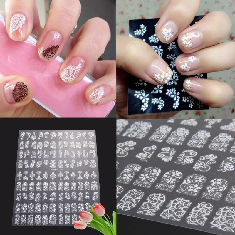 Новинка 108 листов 3D DIY наклейки для ногтей Золотой Серебряный Розовый цветок