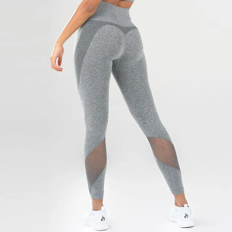 

CHRLEISURE High Waisted Yoga Tights Tummy Control With Mesh Sports Pants Ladies Sport Tights Women Workout Leggings Push Up