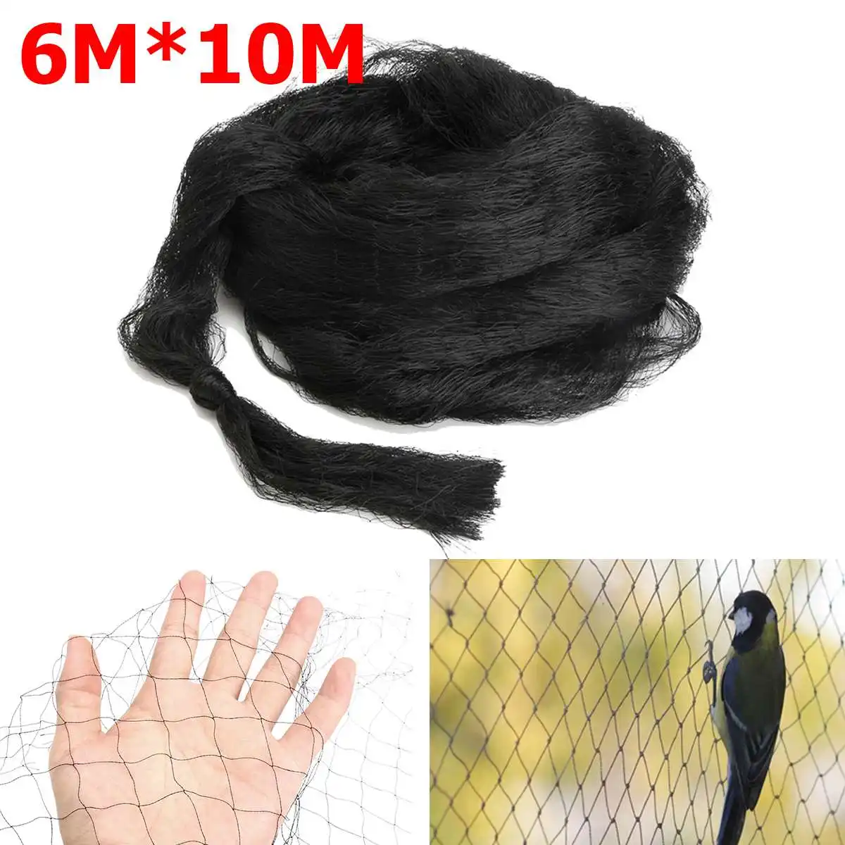 

6x10m Black Nylon Anti Bird Netting Catcher Bird Preventing Net Trap Crops Fruit Tree Vegetables Flower Garden Mesh Pest Control