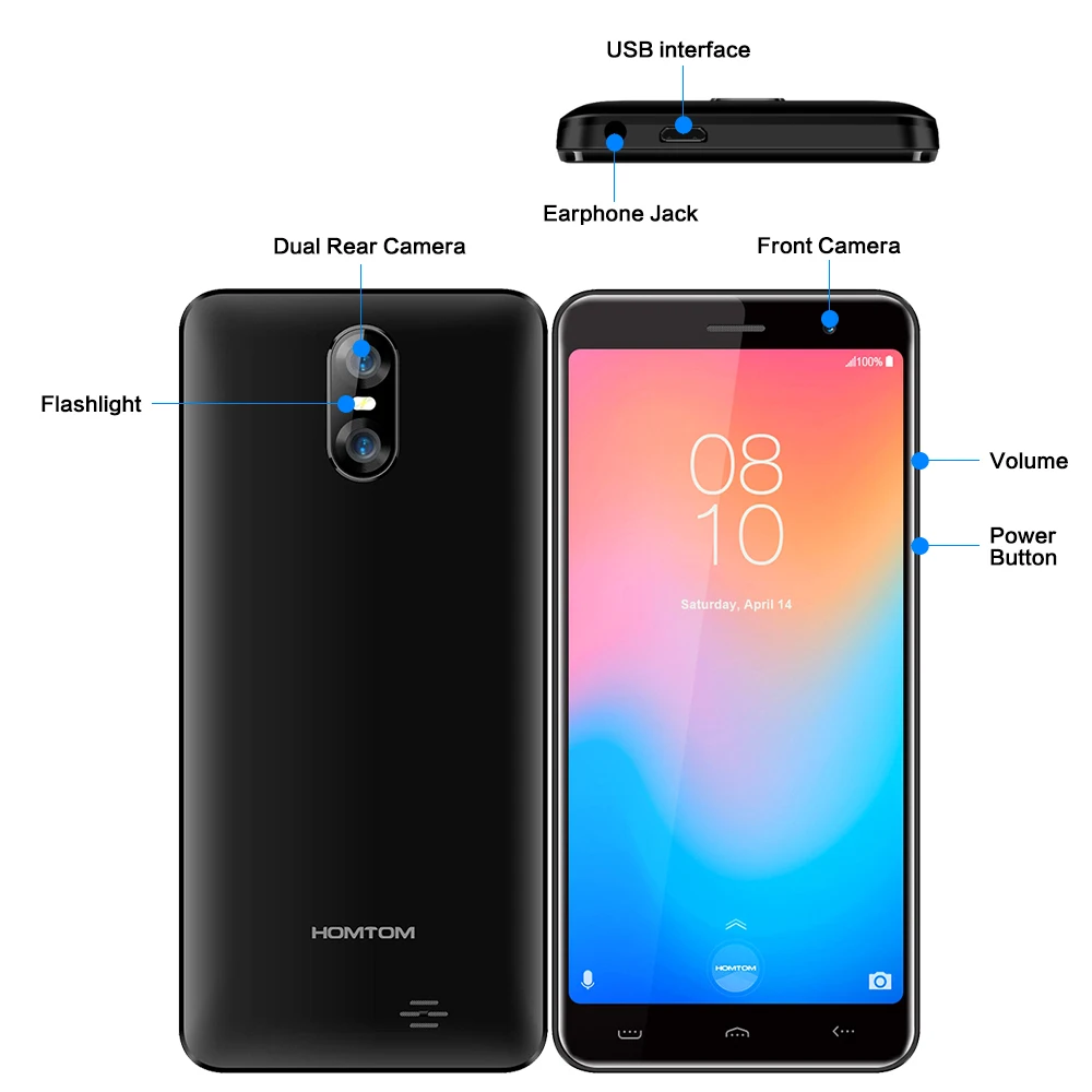 HOMTOM C13 5 0 дюймов 3g смартфон 18:9 полный дисплей MT6580M четырехъядерный 1 ГБ ОЗУ 8 Гб ПЗУ