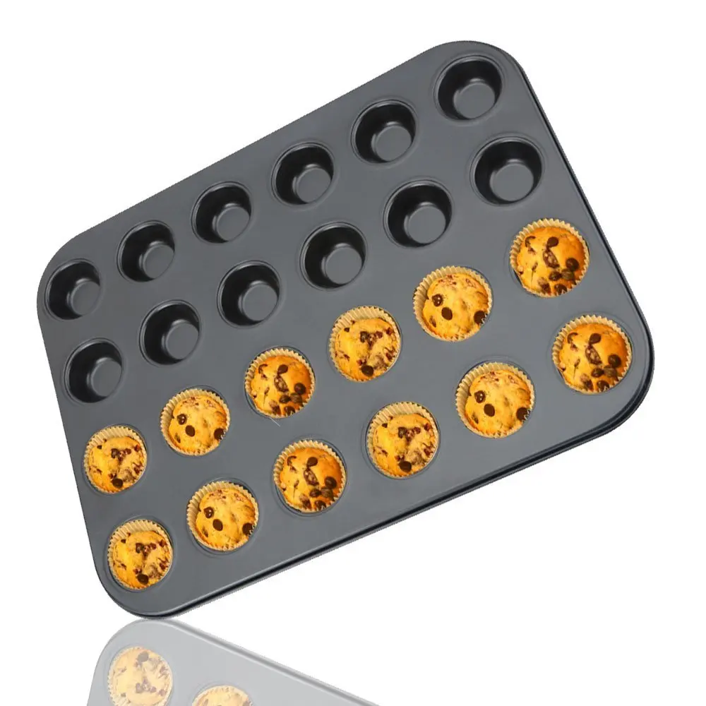 

Mini Muffin Pan 24 Cup Nonstick Carbon Steel Cupcake Pan Baking Tray Black