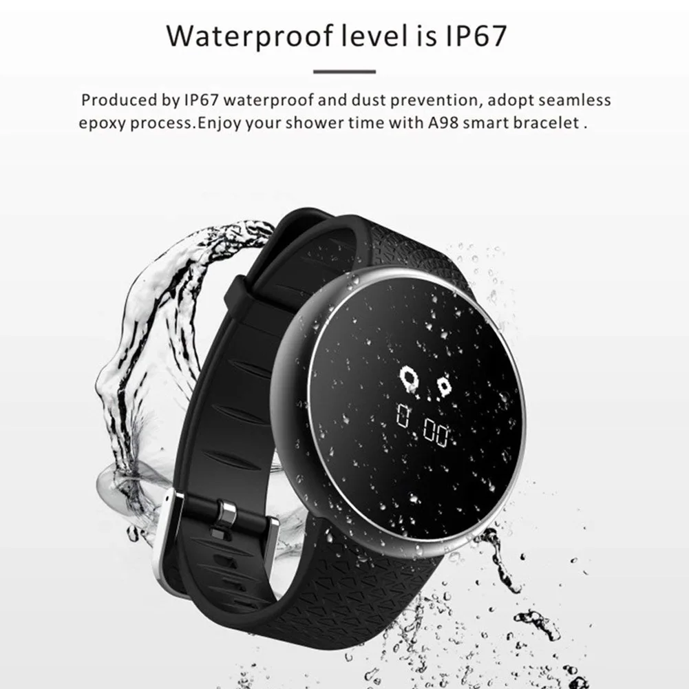 

A98 Smart Watch Bracelet Wrist Band Watch Blood Pressure Oxygen Monitor Heart Rate Bracelet Waterproof Wristband Smartband #25