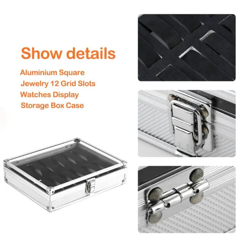 

12 Grid Slots Watch Box Case Jewelry Storager Square Watch Organizer Holder Box Case Inside Container relogio
