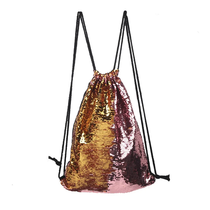 

Reversible Sequins Bag twinkling Fashion Backpack Drawstring Backpack Packsack Bling Shining Shoulder Bag Women Sport Bag for