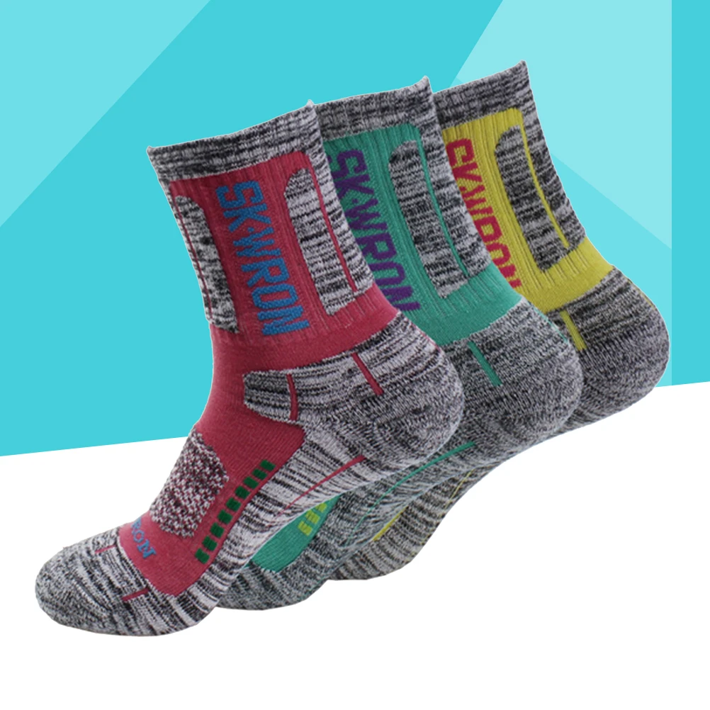 3Pairs Basketball Men Socks Non-Slip Winter Warm Seamless Socks Outdoor Sport Equipment For Cycling Camping Walking Running