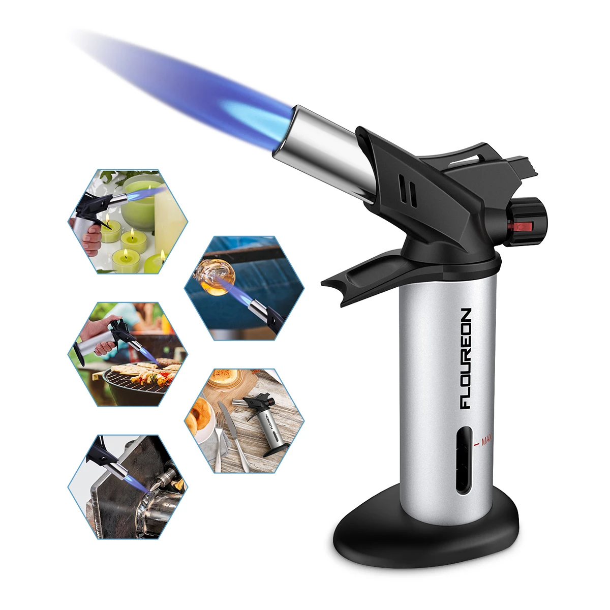

Floureon Inflatable Professional Butane Torch With Safe Lock For Cooking Hookah Welding BBQ Process Jewelry
