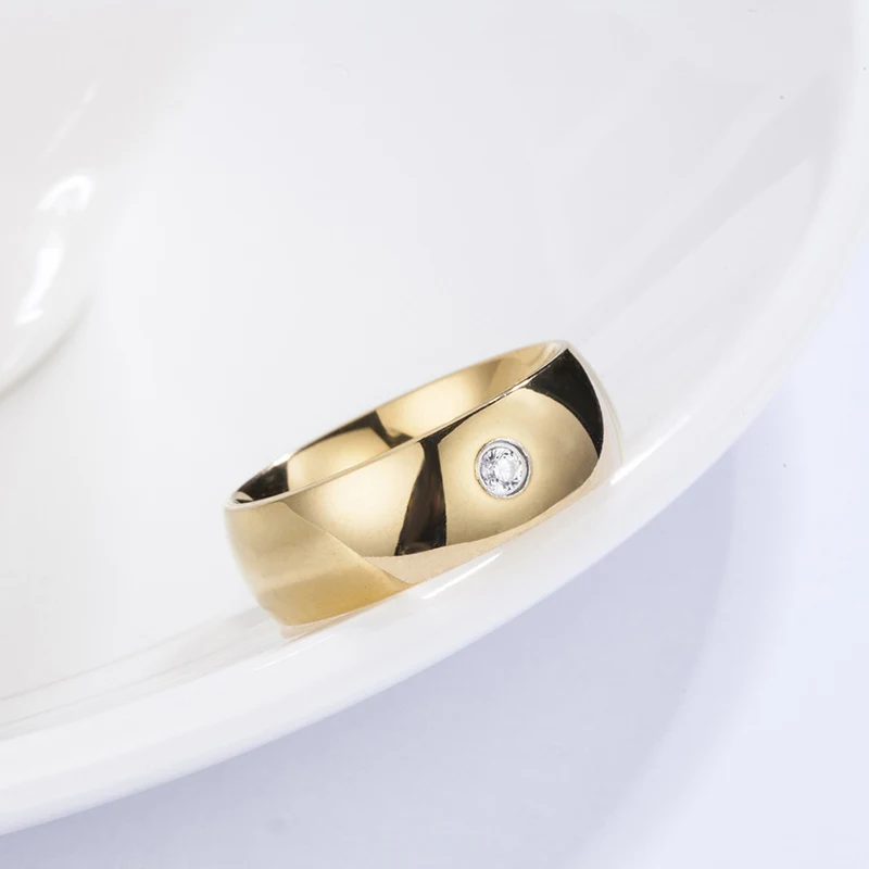 Женские кольца olowu золотого цвета из нержавеющей стали, мужские простые классические кольца с кубическим цирконием, мужские кольца, Свадебные обручальные кольца, ювелирные изделия