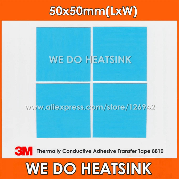 4pcs 50x50mm 3M 8810 Thermal Compound Double Side Acrylic Adhesive Blue Heatsink Cooling Pad Tape For LED Radiator | Компьютеры и офис