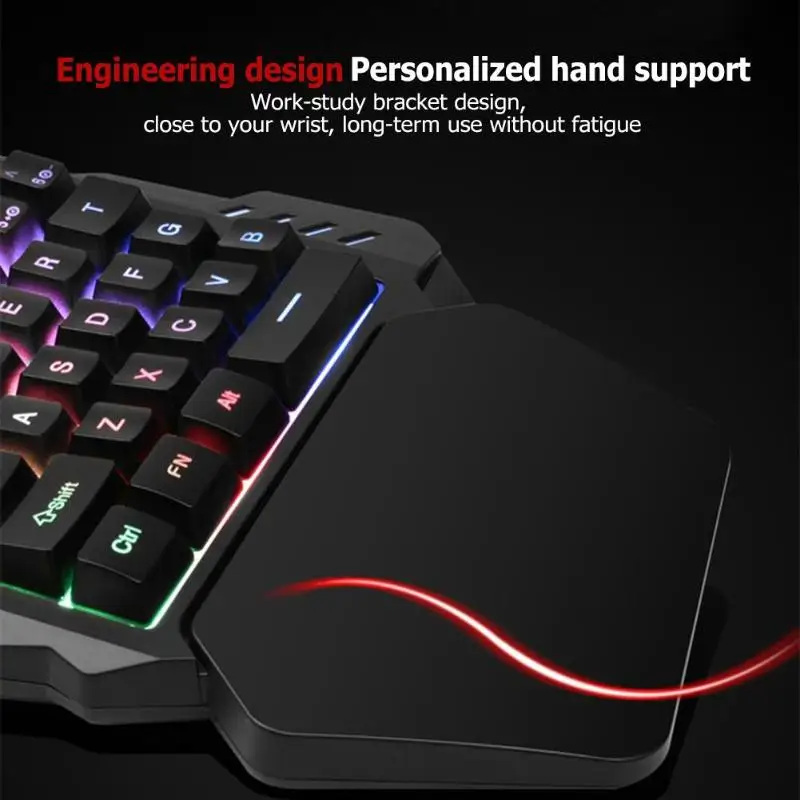 DC 5V K13 USB Wired Single Hand Gaming Keyboard Mix-color Backlit 35 Keys Keypad for PC Computer Desktop