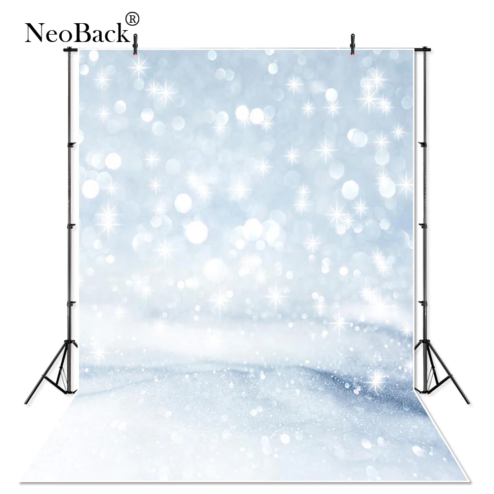 NeoBack Photography Backdrops Shiny Silver Bokeh snowflake Backdrop Computer printing Children Backgrounds for Photo Studio | Электроника