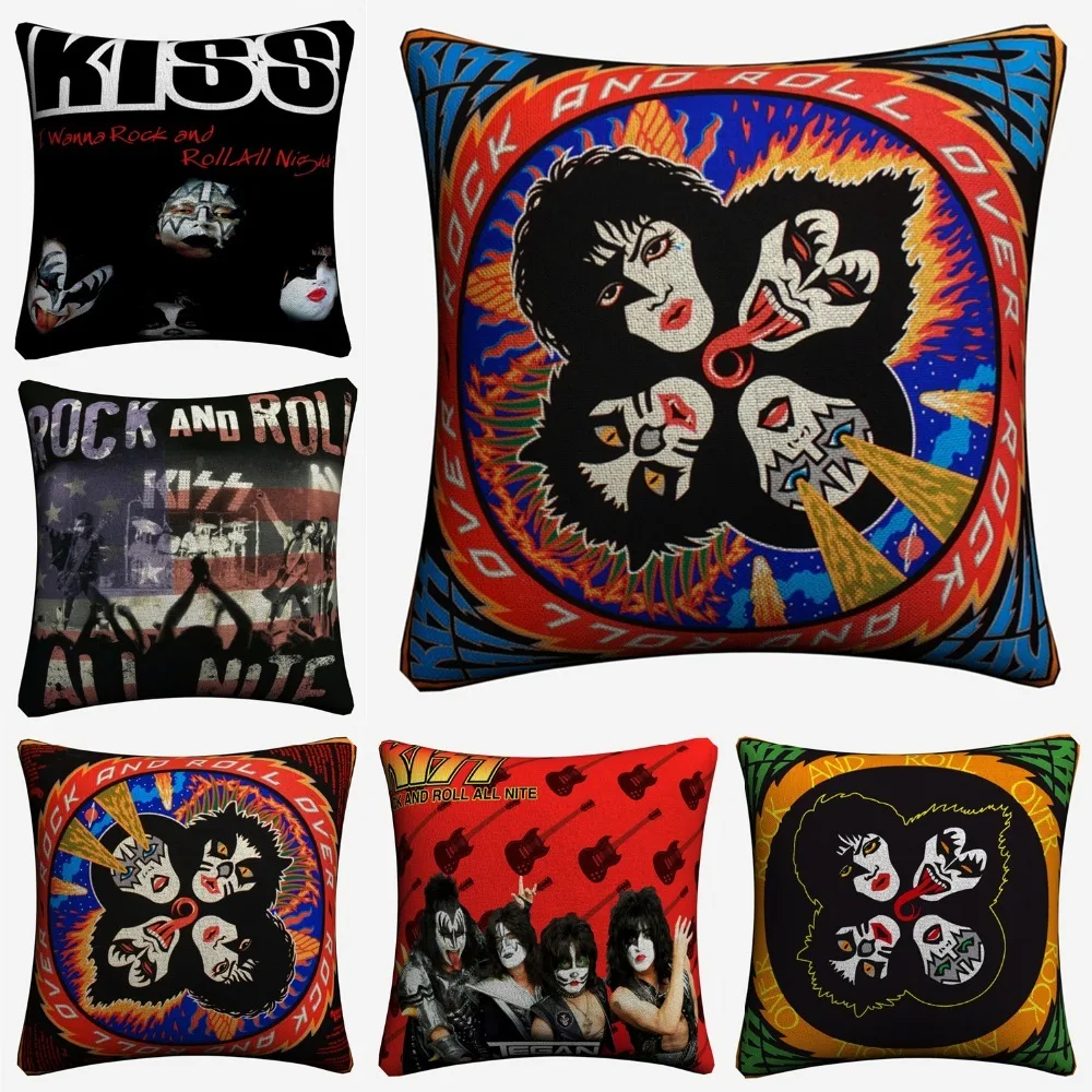 Чехол для подушки Kiss Rock And Roll Music Stars декоративное хлопковое белье 45x45 см дивана