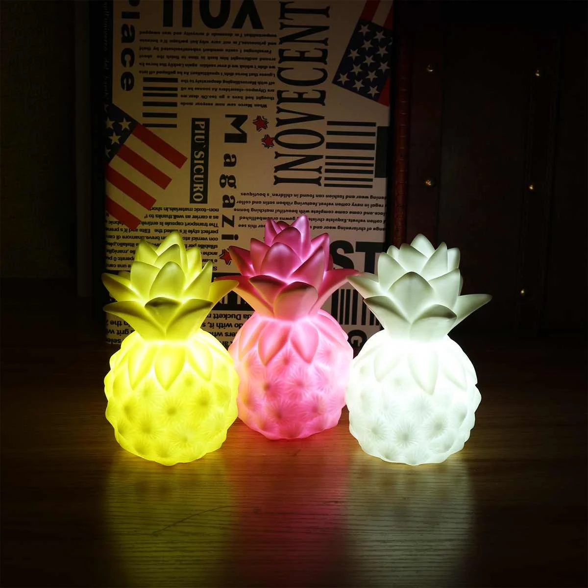 

Cartoon LED Night Light Funny Pineapple Design Table Lamp Gift For Friend Children Baby room ear care Light Ornaments