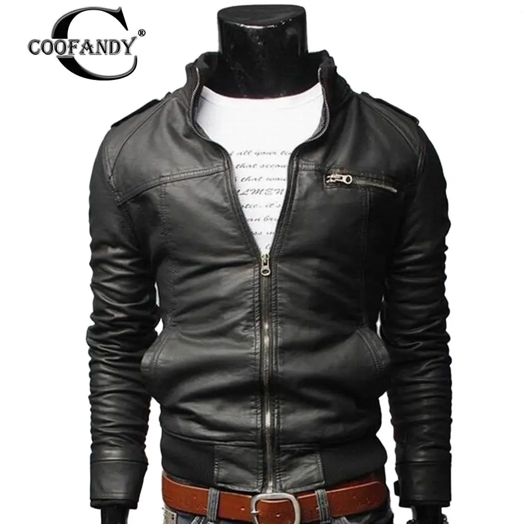 Men Jacket Spring Winter Leather Coat Zipper Fashion