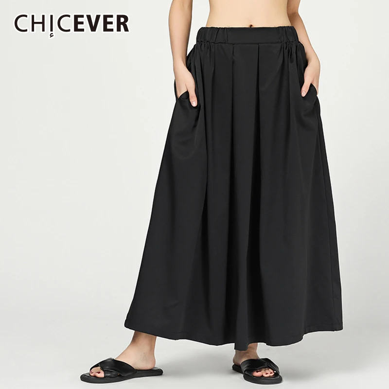 CHICEVER осенние женские юбки эластичные с высокой талией свободные большие