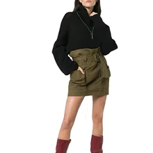 Летняя мини юбка армейская зеленая Военная юбка с карманом повседневная юбка Уличная Faldas Jupe Femme