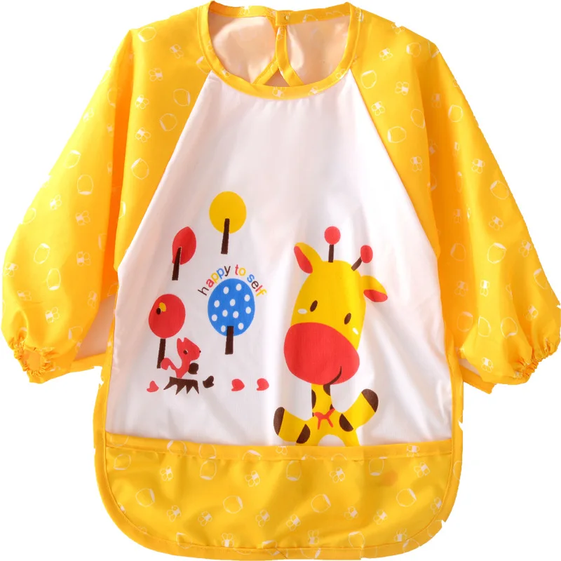 Baby Waterproof Bibs Bandana Children Apron Long Sleeve Feeding Smock Bibs Kids Eating Breastplate Kid Baby Cloth Drawing Stuff