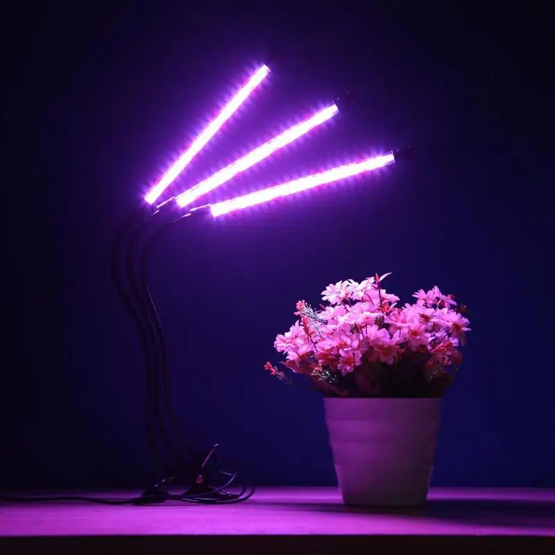 С регулируемой яркостью, с таймером 7 Вт USB 60LED лампы роста растений три головы гидропонная теплица растения лампы для роста растений